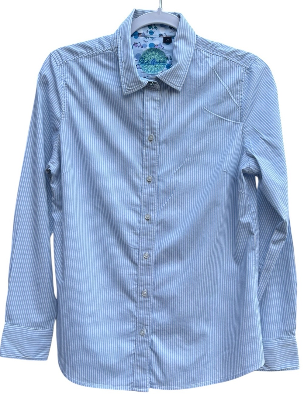 Robert Graham Blue Striped Priscilla Button Down Shirt Size L